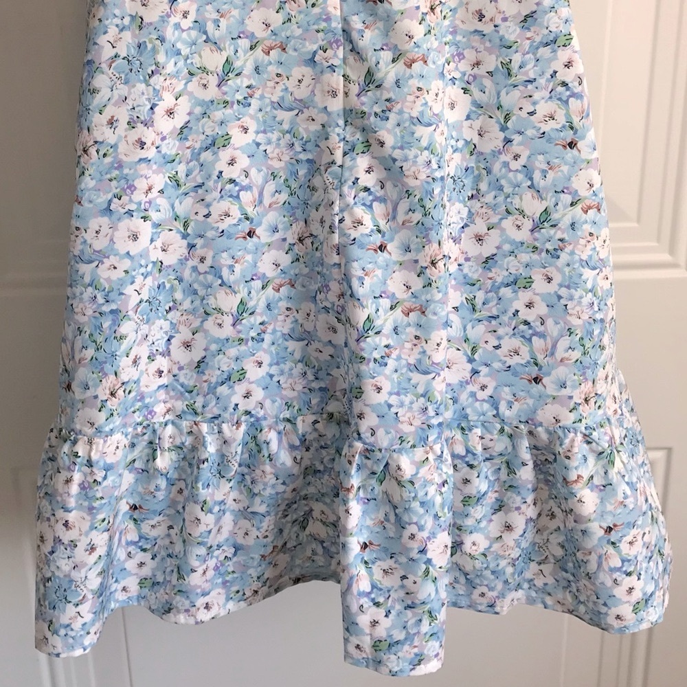 ZAFUL Brand Blue Ditsy Floral Sleeveless Peekaboo Ruffle Hem Dress size 8 in EUC - Picture 11 of 15